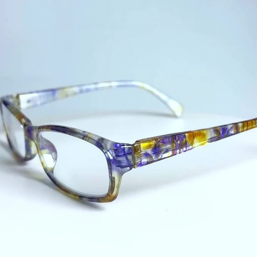 Reading Glasses – Five-Pair Rectangular Set with Spring Hinges and Mixed Colors with Multiple Strength and Color Options