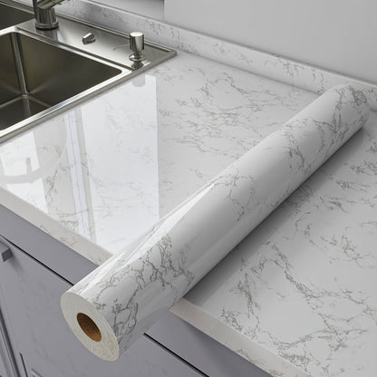 Marble Peel and Stick Wallpaper Roll – Oil-Proof Self-Adhesive Wall Contact Paper for Kitchen Backsplash Bathroom Countertop