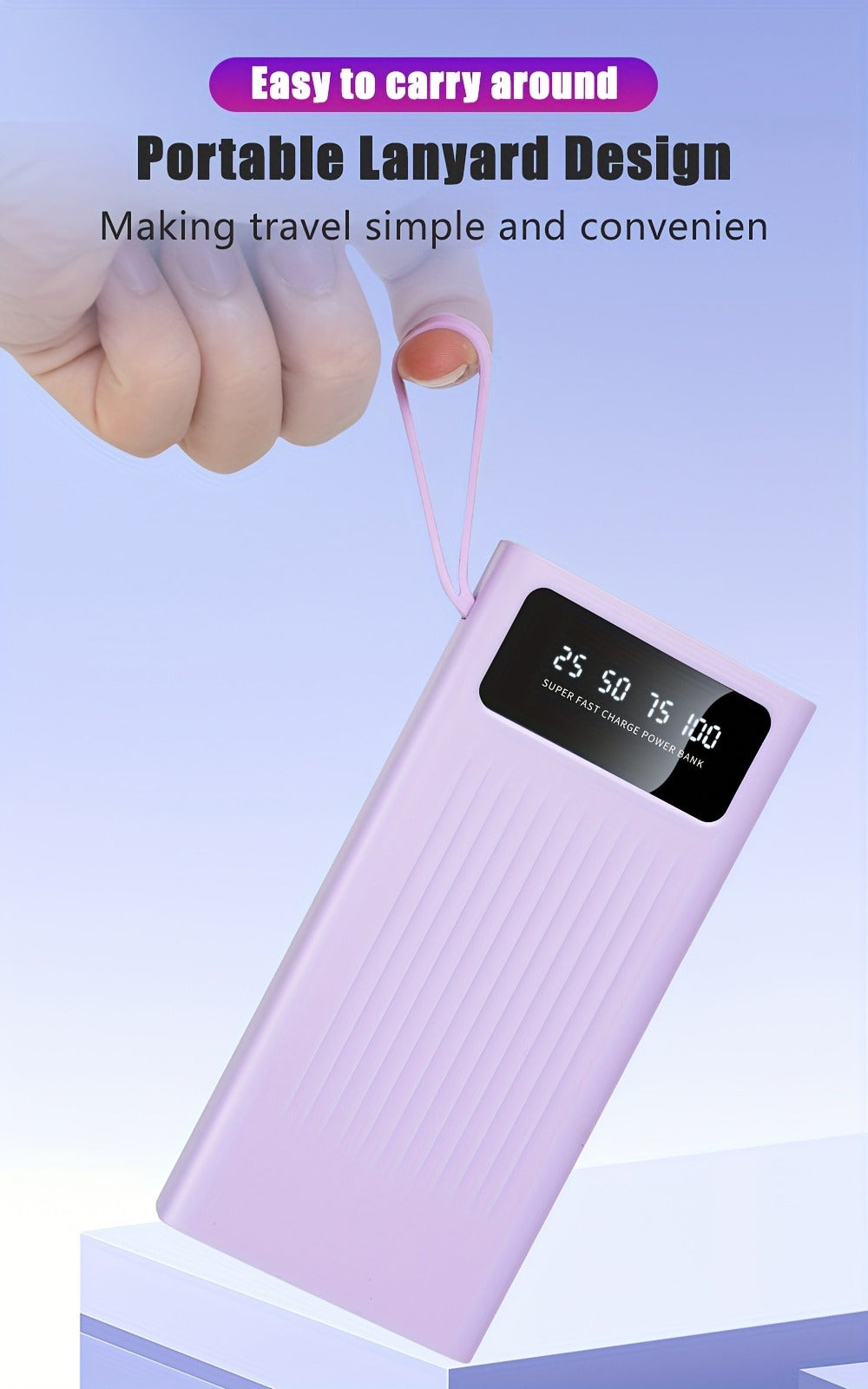 Power Bank for Camping, 10000-30000mAh with 15W Charging, Four-in-One Cable and Four-Mode Camping Light