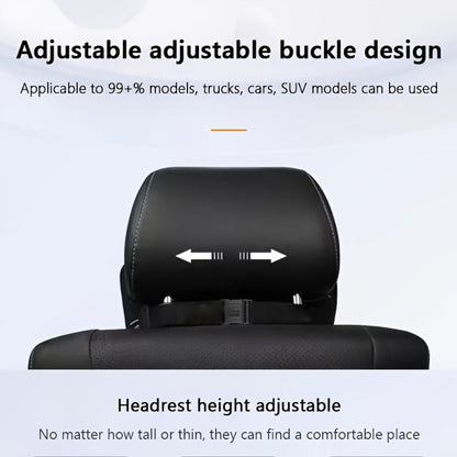 Car Headrest Neck Pillow 100% Memory Foam Ergonomic Support – Breathable Removable Washable Cover Adjustable Buckle for Driver Passenger
