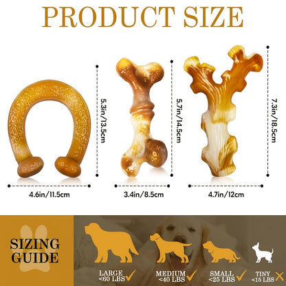 Dog Chew Toys for Aggressive Chewers 3 Pack – Indestructible Tough Dog Toys for Large Breed Heavy Chewers