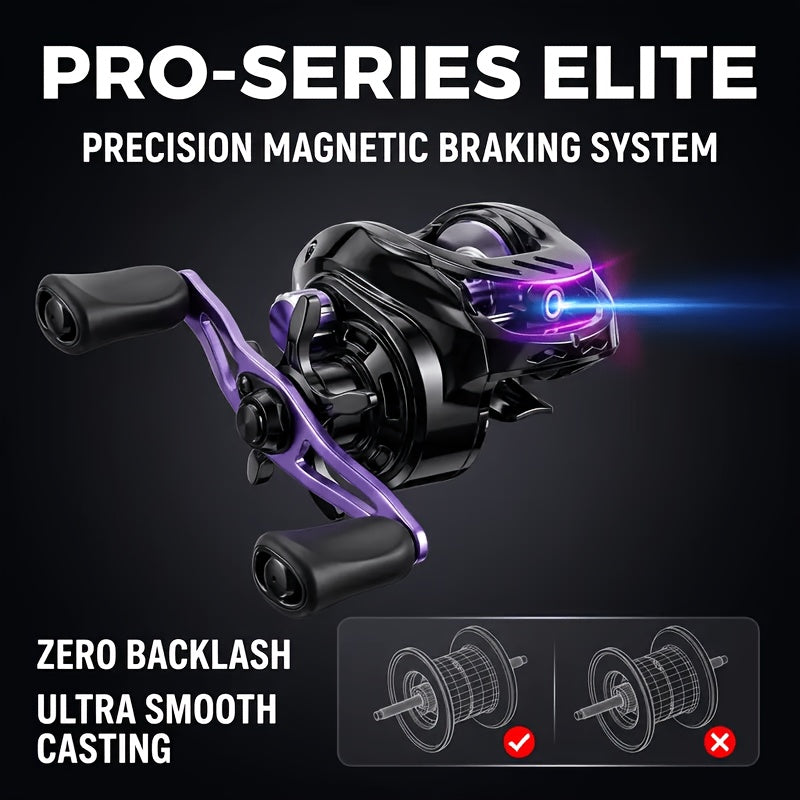 Baitcasting Reel 7.2:1 High-Speed Gear Ratio, 5+1 Ball Bearings 17.64LB Max Drag, Lightweight Freshwater Saltwater Bass Fishing Reel