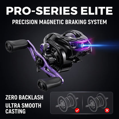 Baitcasting Reel 7.2:1 High-Speed Gear Ratio, 5+1 Ball Bearings 17.64LB Max Drag, Lightweight Freshwater Saltwater Bass Fishing Reel