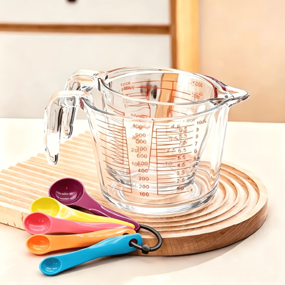 Glass Measuring Cup Heat Resistant Large with Handle 16.9 oz 33.8 oz Reusable Kitchen Baking for Home Cooking, Dining and Outdoor Meals