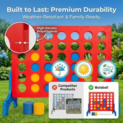 Giant Connect Four Game 1.8FT - Jumbo 4 in a Row Outdoor Lawn Game with 42 Discs & Storage Bag for Adults Kids Family