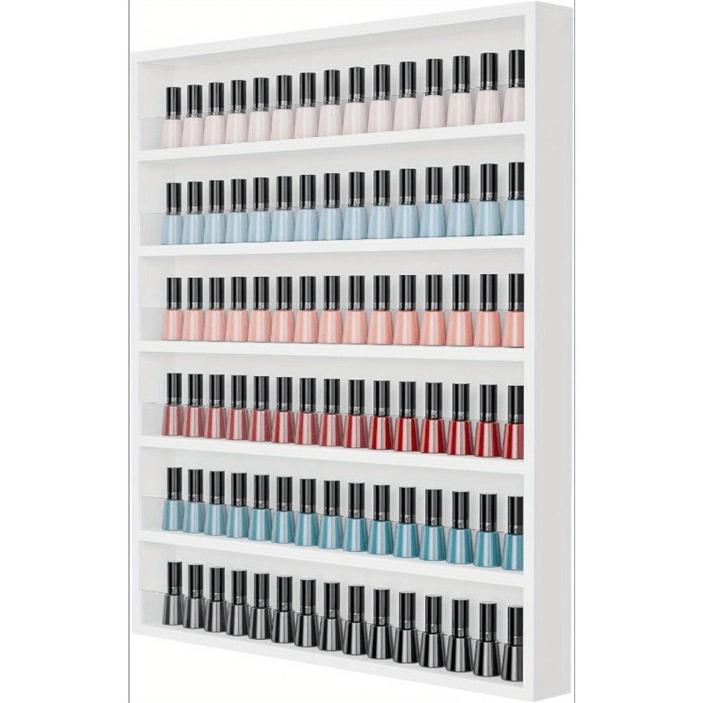 Wall Mount Nail Polish Rack Organizer 6 or 10 Tier with Acrylic Baffle Salon Display Shelf for Gel Polish