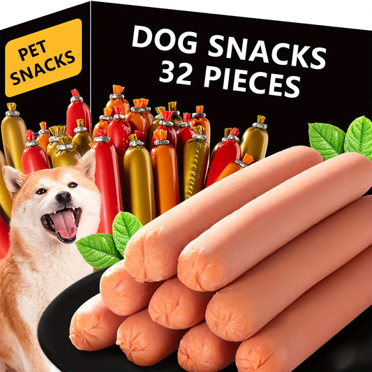 Grain-Free Dog Sausage Treats – Chicken Flavor Ham Sticks, Soft & Easy-Digest Dental Chew Snacks for Puppies & Adult Dogs, No Additives
