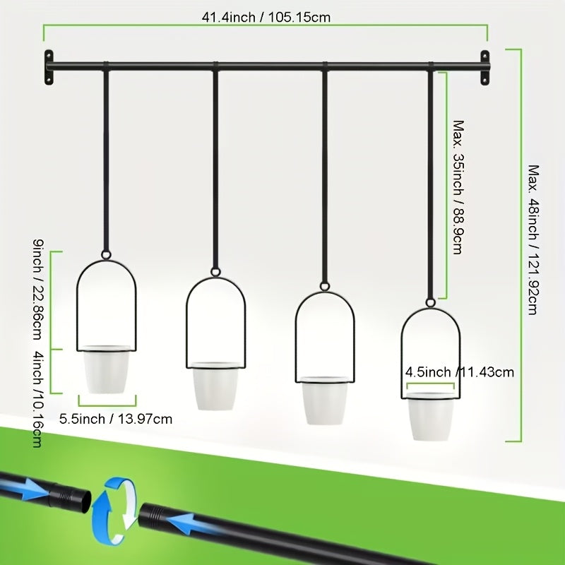 Hanging Planter | Adjustable Metal Wall Rack Indoor Herb Window Pot