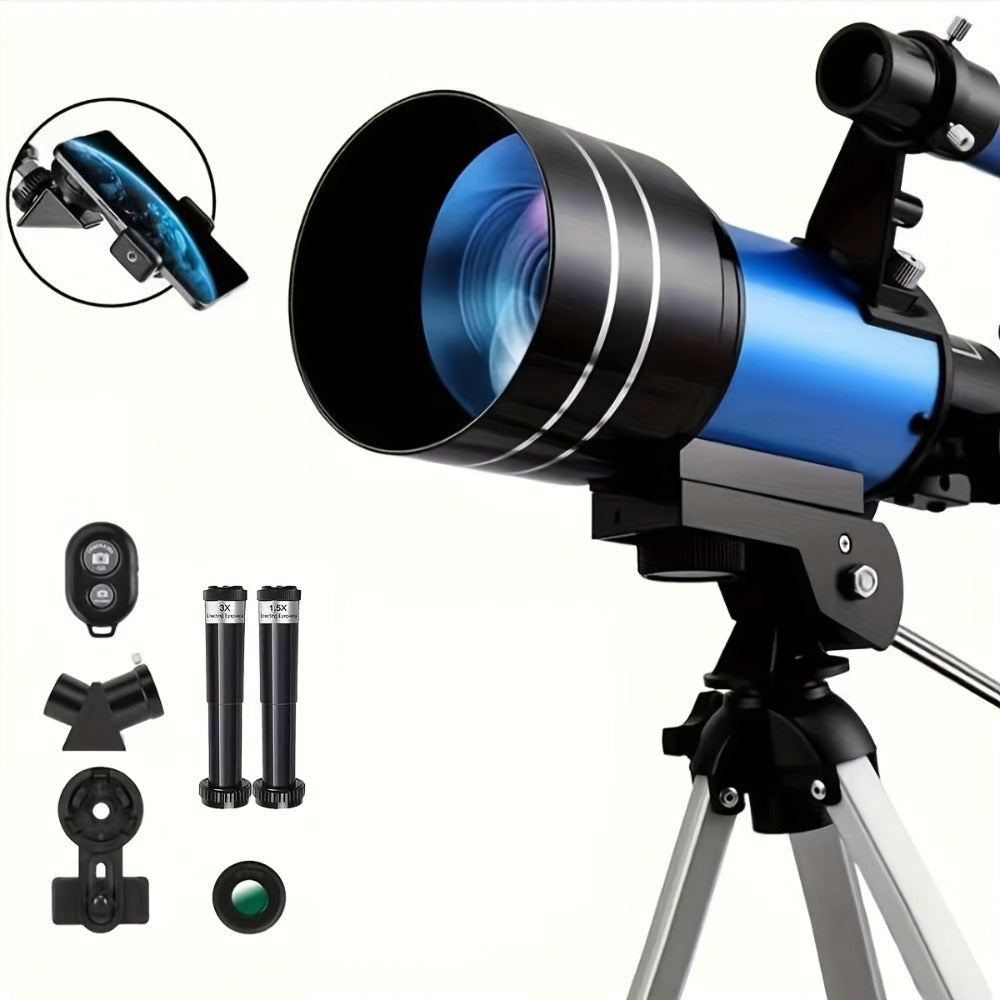 150X Astronomical Telescope 70mm Aperture with Tripod Phone Adapter Wireless Remote Control High Magnification Portable Refractor Telescope