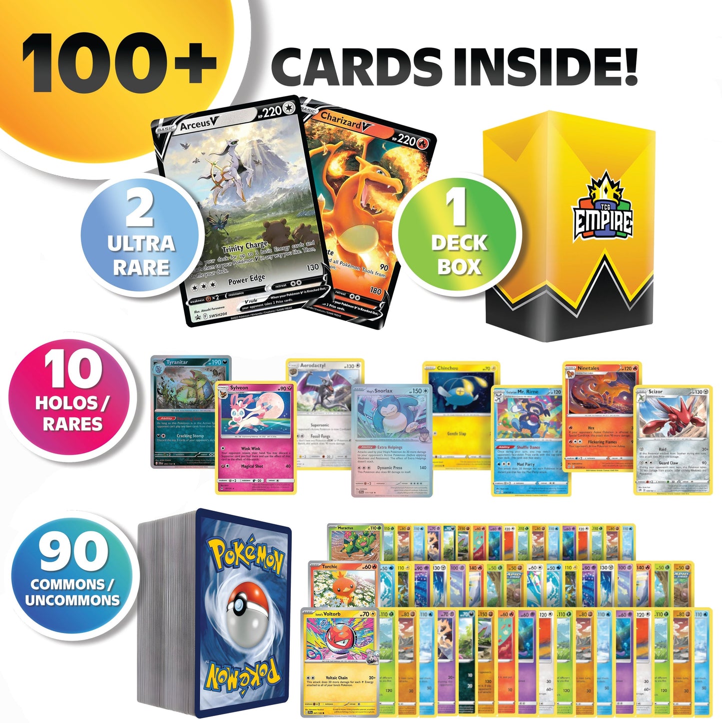 Pokemon Card Bundle 100+ Cards, 2x Ultra Rare EX GX V VMAX Full Art with the Listed Color, Size or Set Options for Everyday Use