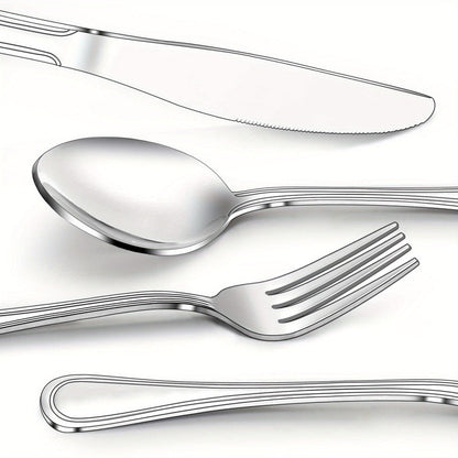 Stainless Steel Flatware Sets in 20–72 Piece Silver, Black or Gold Configurations with Exact Checkout Options