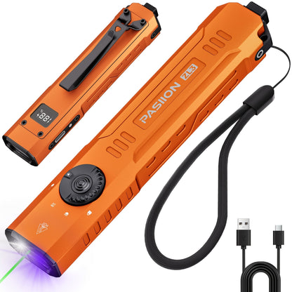 Tactical Flashlight Green Laser UV 3-in-1 for Entryways, Bedrooms and Living Spaces, with the Listed Configuration