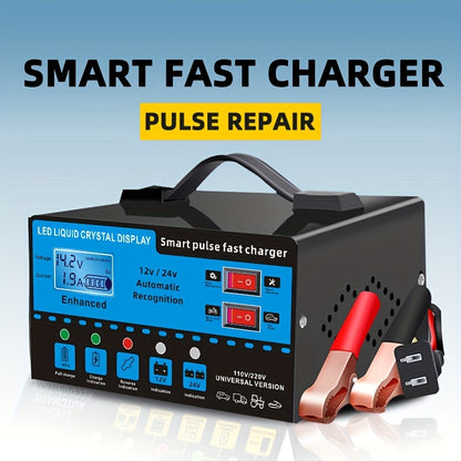 Intelligent Battery Charger & Inverter 12V & 24V – LCD Display, Trickle Maintenance, Overcharge & Short Circuit Protection for Cars Yachts