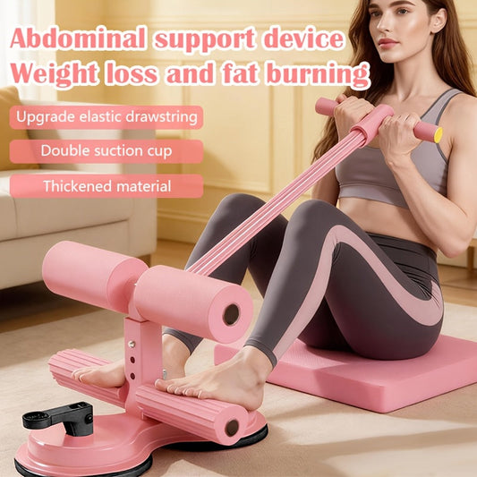 Portable Sit Up Bar with Resistance Bands – 3-Section Adjustable Ab Exercise Bar, Dual Suction Cup Floor Mount