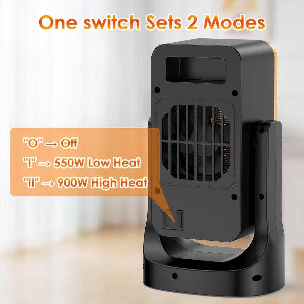 Portable PTC Ceramic Electric Space Heater - Fast Heating, Quiet Operation, Thermostat Control, 3 Fan Speed Settings