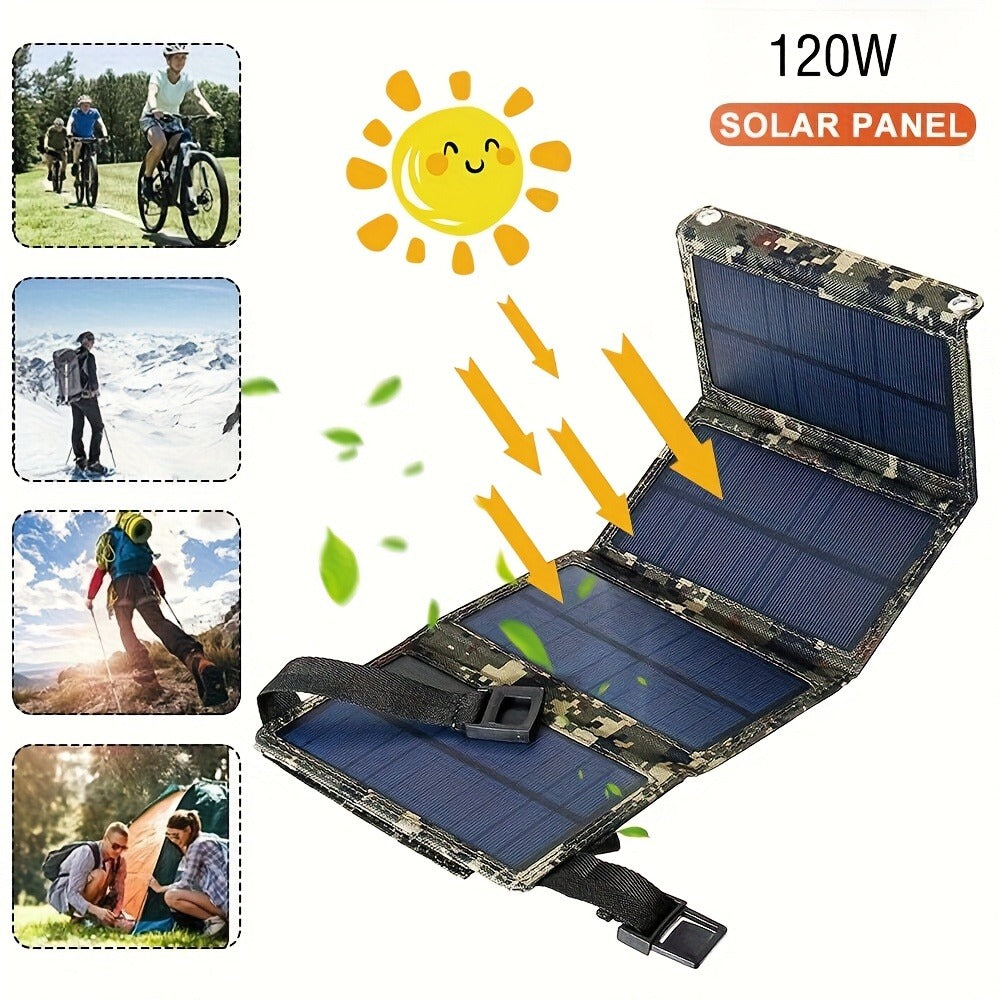 Portable Folding Solar Panel Charger with USB Port, 20% Monocrystalline Silicon Efficiency