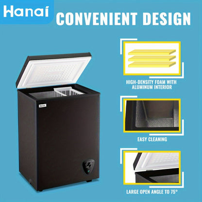 Chest Freezer, Compact Mini Deep Freezer with 7-Level Temperature Control (-11.2°F to 50°F), Low Noise R600a Compressor