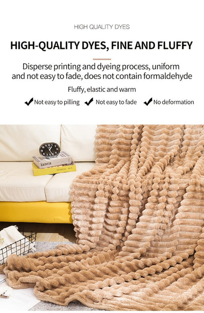 500gsm Heavy Plush Blanket, Ultra Thick Fluffy Blanket for Bed, Sofa & Travel, Baby to Double Size