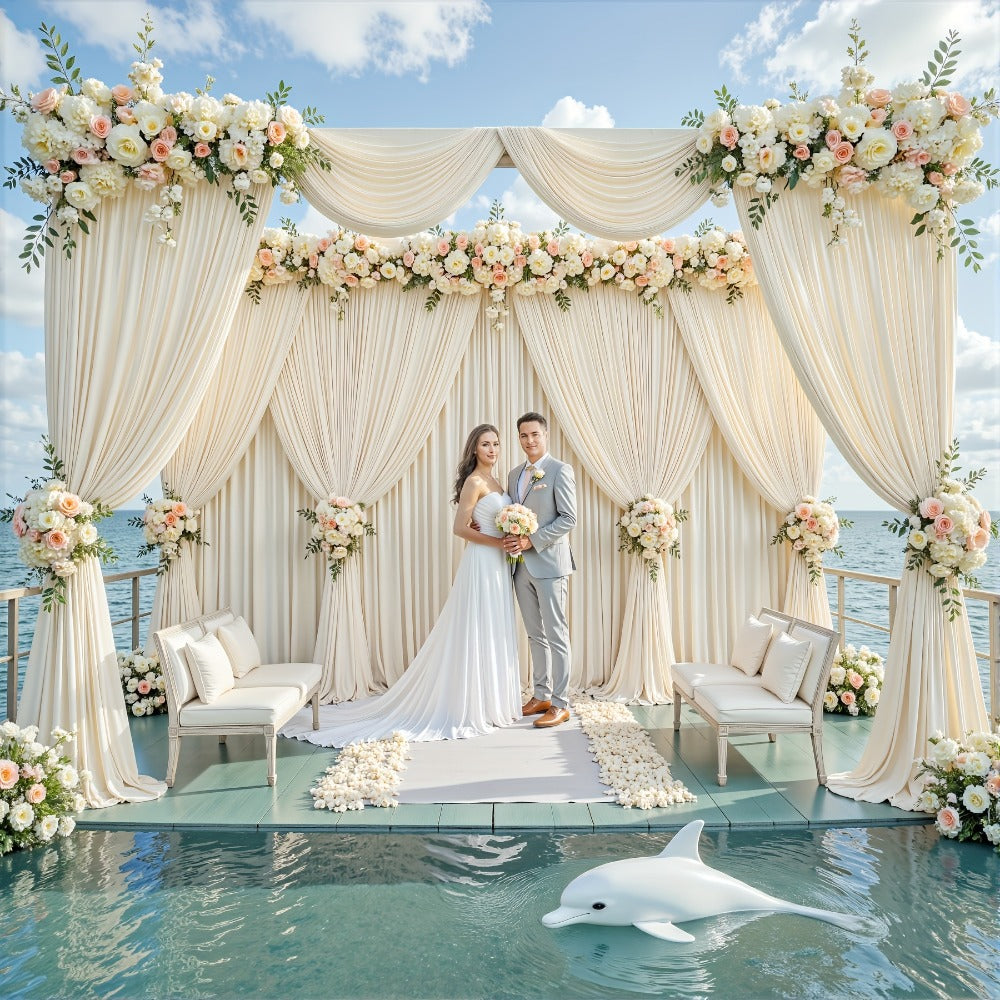 Photography Backdrop 4-Pack 5x10ft Polyester Spandex Background Cloth | Wrinkle-Resistant, Soft & Smooth with Pole Pockets | Wedding