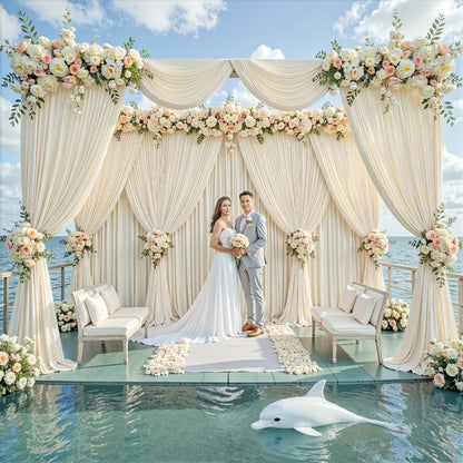 Photography Backdrop 4-Pack 5x10ft Polyester Spandex Background Cloth | Wrinkle-Resistant, Soft & Smooth with Pole Pockets | Wedding