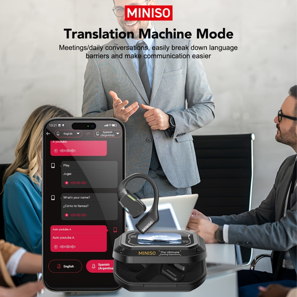 AI Translation Wireless Earbuds Real-Time 135 Languages Open-Ear Design Full-Color Touch Screen for an Everyday Personal Care Routine