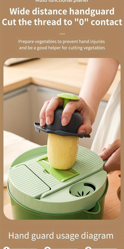 Vegetable Chopper 16-in-1 Manual Food Processor with Container, Onion Dicer, Potato Slicer, Garlic Mincer