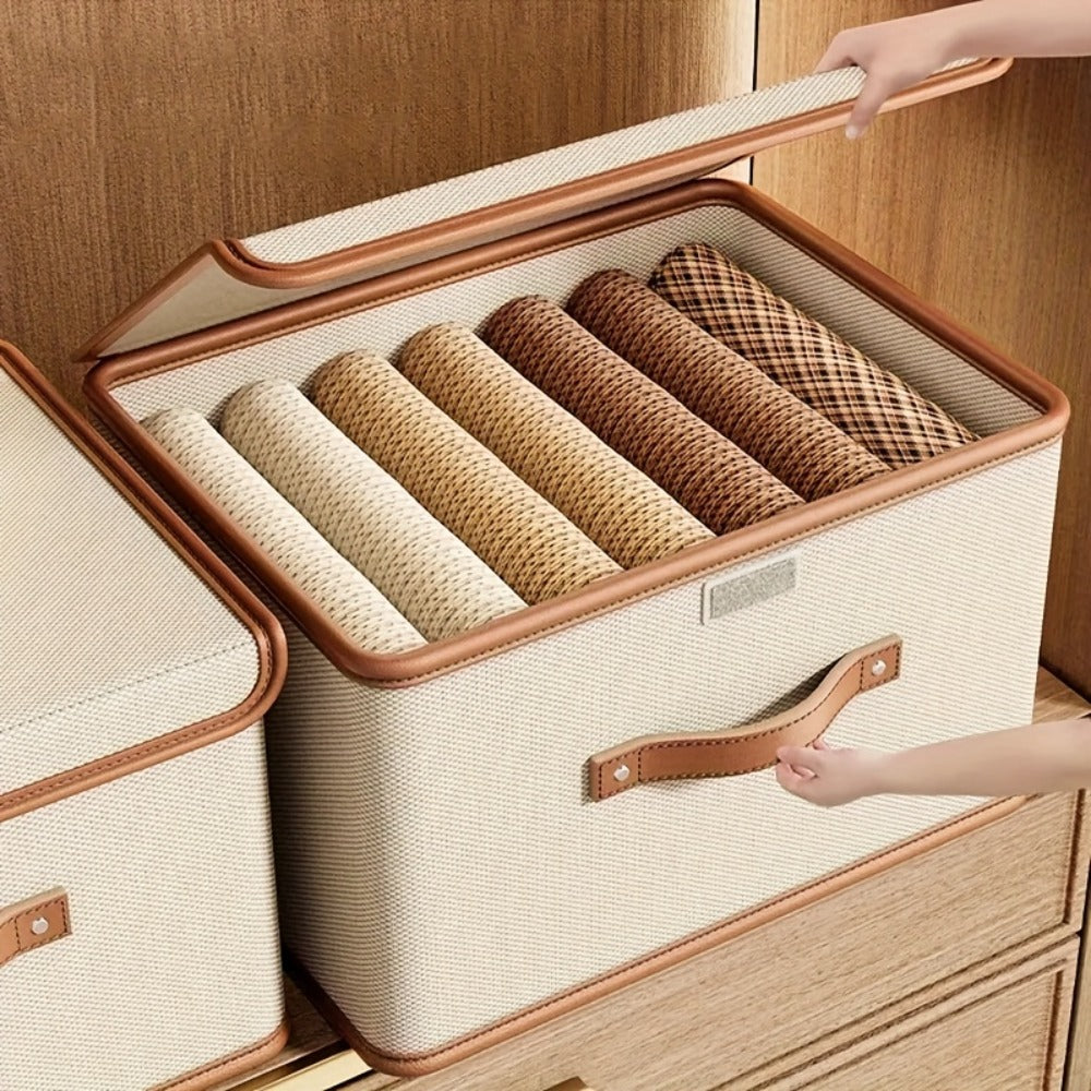 Foldable Storage Bins with Lids 2-Pack, Large Collapsible Clothes Organizer with Flip-Top Closure – Under Bed Storage for Bedroom, Closet