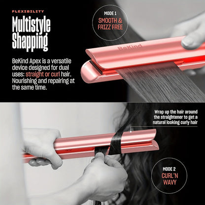 Hair Straightener Flat Iron 2-in-1 Curling Iron, 460°F Professional Ceramic Plates, 15s Fast Heating