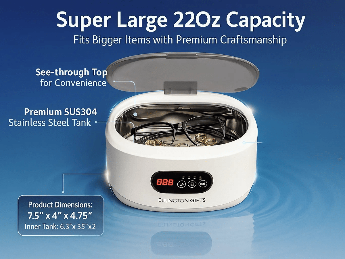 Ultrasonic Cleaner - Jewelry Machine 48000Hz Portable for Glasses Watches Dentures Rings - product detail view 11