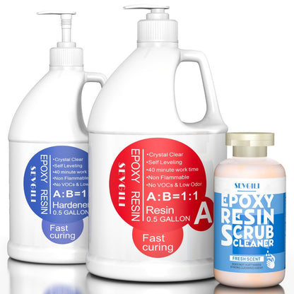 Epoxy Resin Kit Ultra Clear Bubble-Free Self-Leveling, 2-Part Casting & Coating Resin for River Tables Countertops Crafts