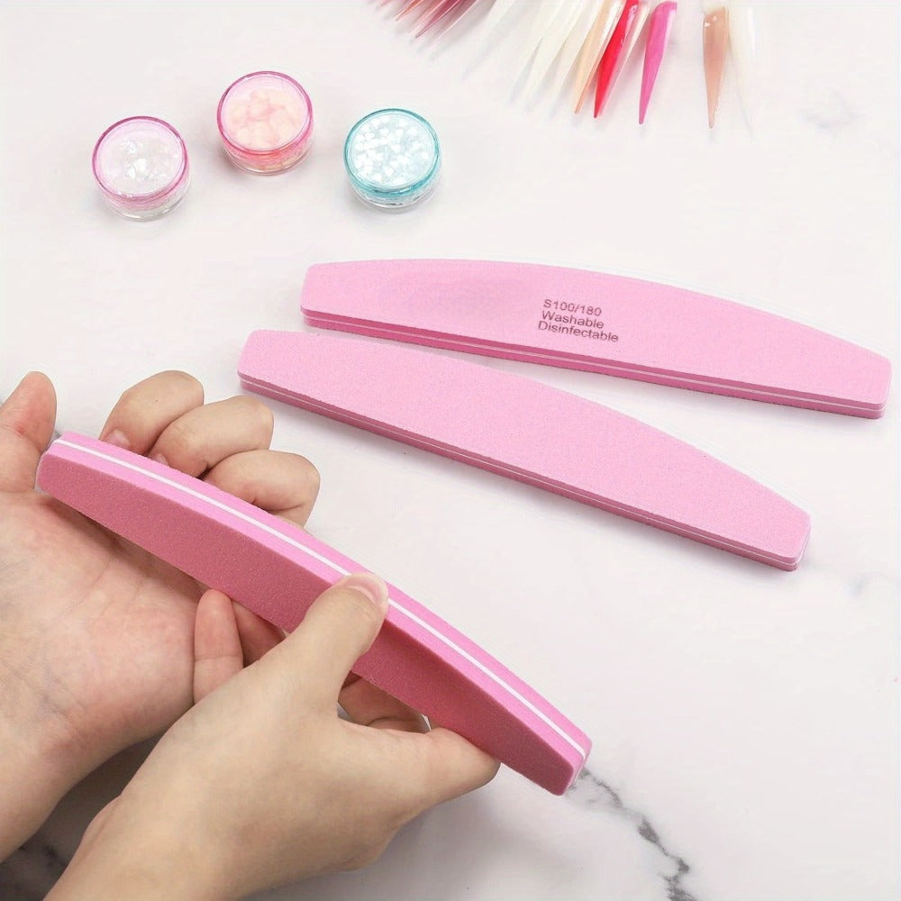 Nail Files and Buffers Professional 100 180 Grit Double-Sided Sanding Boards Reusable Polishing Blocks for Manicure Pedicure Salon Home Use