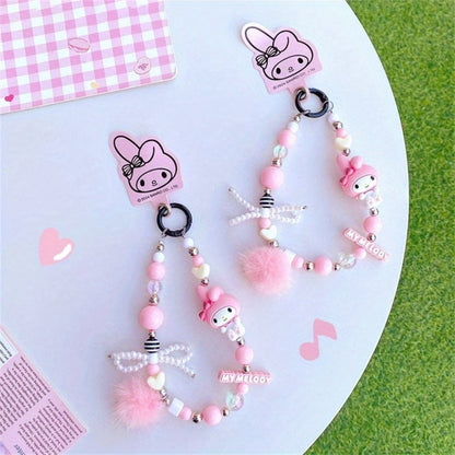 Kawaii Beaded Phone Chain Keychain Sanrio Kuromi My Melody Anime Backpack with the Listed Color, Size or Set Options for Everyday Carry