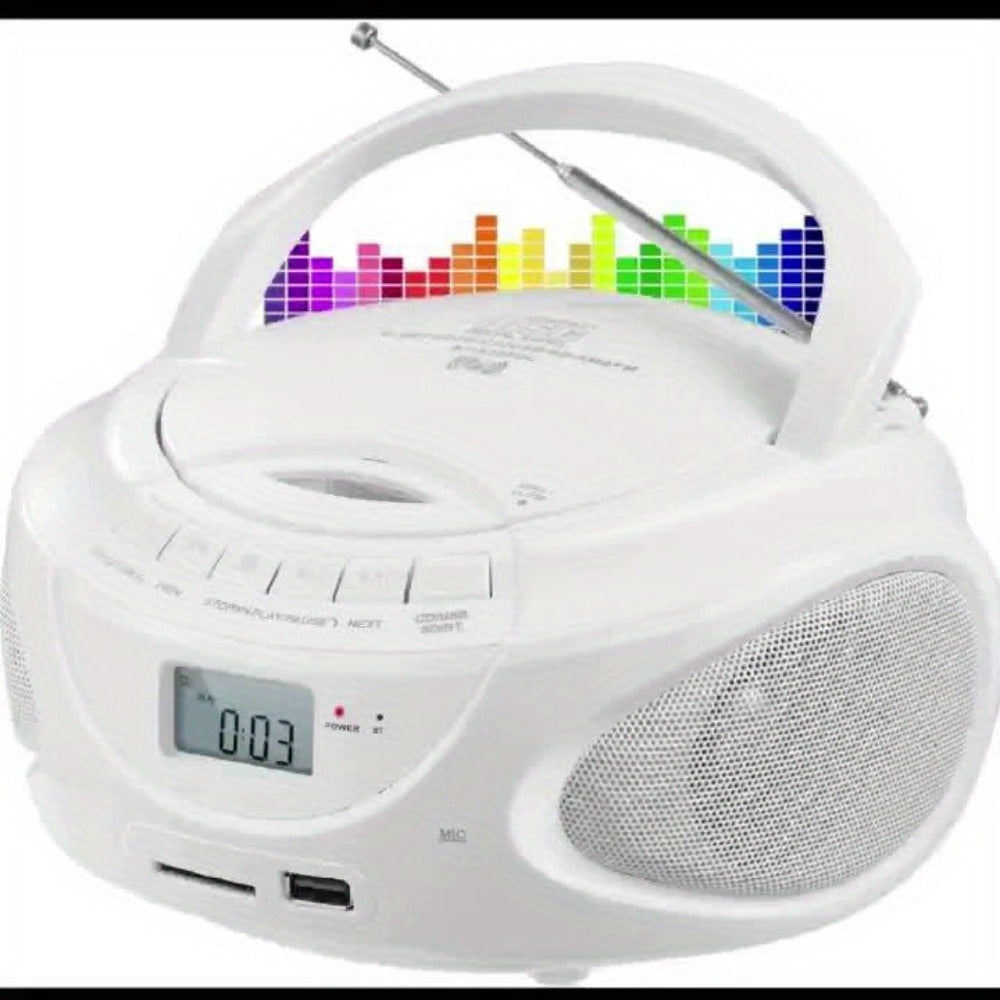 Portable CD Player Boombox with AM FM Radio Dual Stereo Speakers, Aux Input USB TF Card MP3 Player