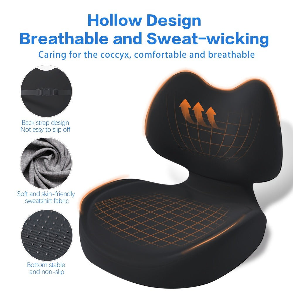 Ergonomic Seat Cushion for Tailbone & Lumbar Pain Relief – Memory Foam L-Shaped Car & Office Chair Cushion for Truck Drivers & Long Sitting