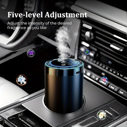 4-in-1 Car Air Freshener Diffuser with Starry Sky Projection – Aromatherapy Humidifier Dynamic Ambient Light, USB Powered
