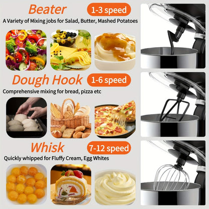 Bowl-Lift Stand Mixer 5.5 Qt 4-in-1 Electric Vertical Mixer 350W 12-Speed with Pulse for Entryways, Bedrooms and Living Spaces