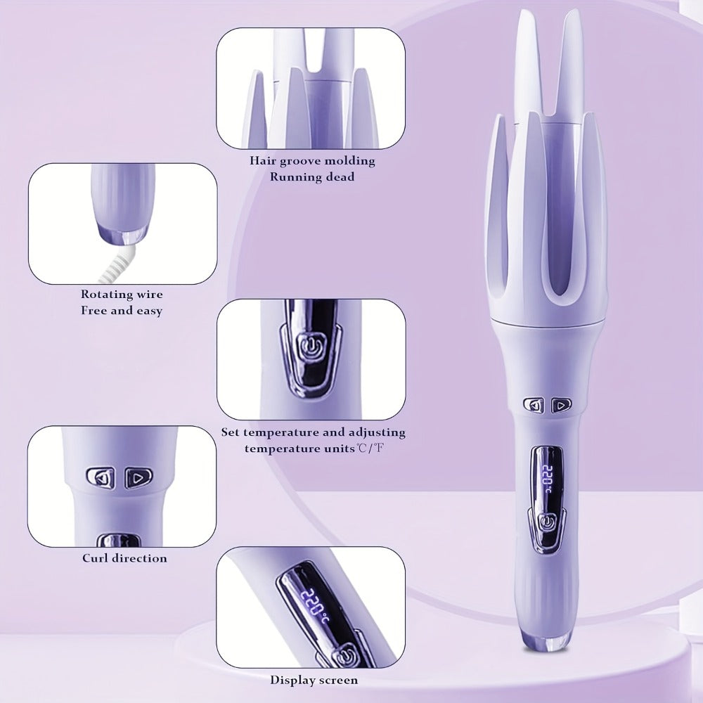 Automatic Hair Curler Rotating Barrel Electric Ceramic Tourmaline Curling Iron One-Button, for Home, Travel and Salon Hair Styling