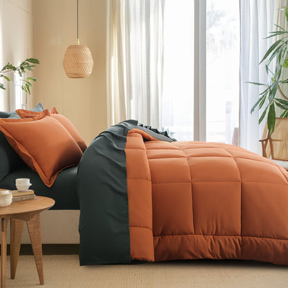 7 Piece Comforter Set Luxury Soft Fluffy Bedding All Season Bed in a Bag with Comforter Fitted Sheet Flat Sheet Pillowcases Hypoallergenic