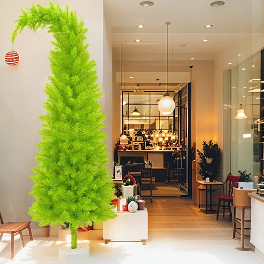 6 Foot Artificial Christmas Tree with Lights Tree Skirt and Christmas Ball Bendable Xmas Tree for Entryways, Bedrooms and Living Spaces