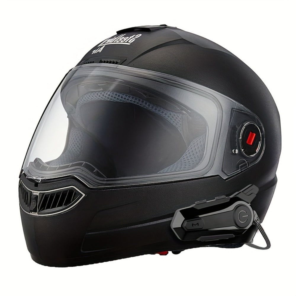 Motorcycle Helmet Bluetooth Intercom Headset – Wireless Real-Time 2-Rider Communication, Compatible with Full Face, 3/4 & Open Face Helmets