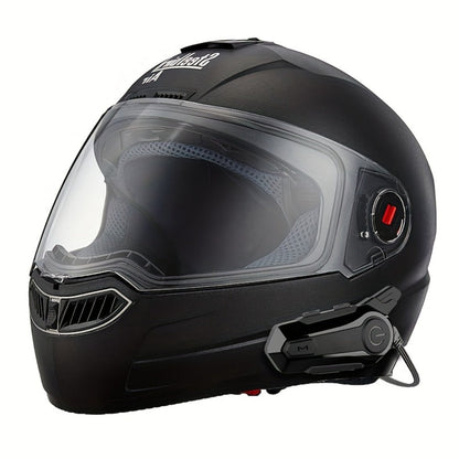 Motorcycle Helmet Bluetooth Intercom Headset – Wireless Real-Time 2-Rider Communication, Compatible with Full Face, 3/4 & Open Face Helmets