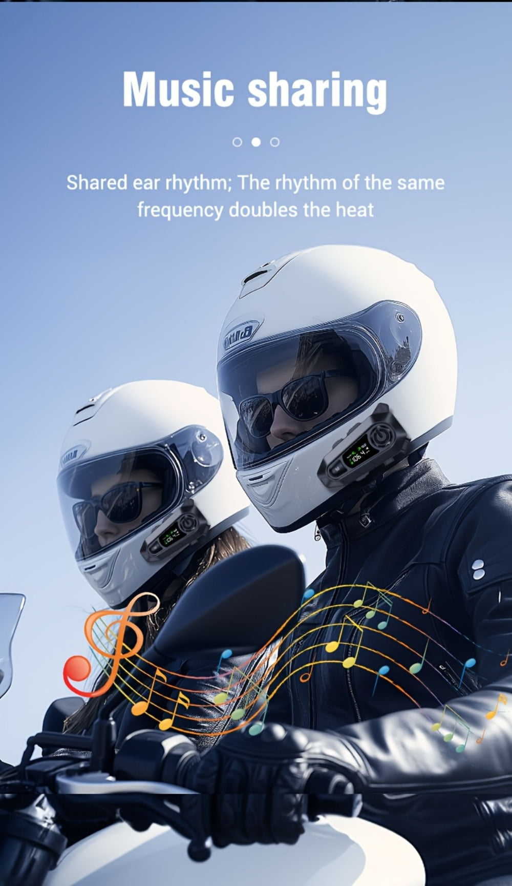 Motorcycle Helmet Bluetooth Intercom Headset 500M Range Bluetooth 5.3 LED Display Noise Cancelling Voice Control FM Radio Music Sharing