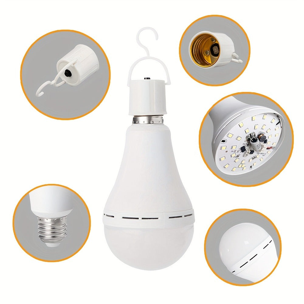 Rechargeable Emergency LED Light Bulb 12W 6500K 2000mAh with Polished Metal Finish for Home, Desk and Accent Lighting