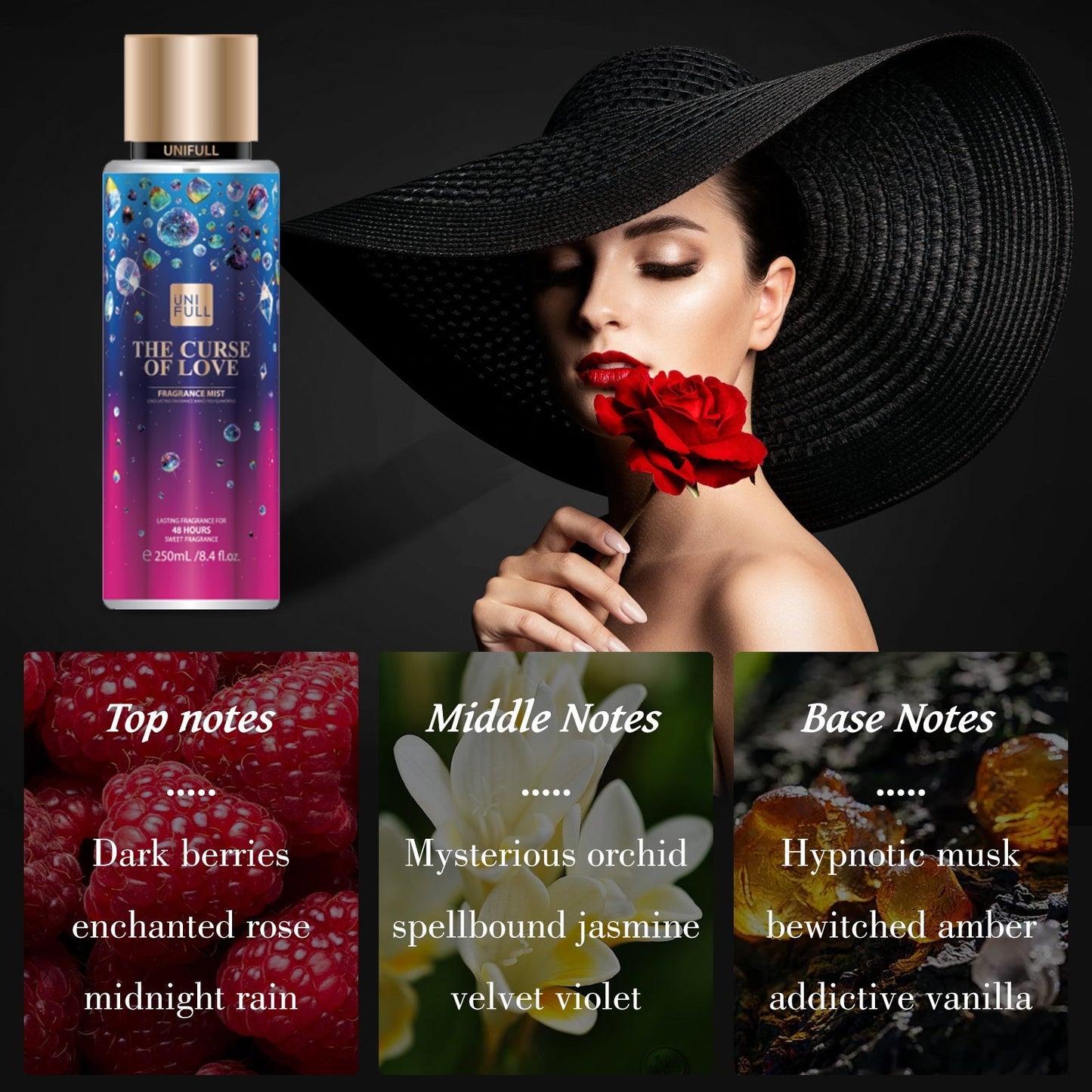Floral EDP Body & Hair Perfume Mist for Women 8.4 oz Spray, 6 Scents Incantation Desire Temptation Sweet Mi Magic