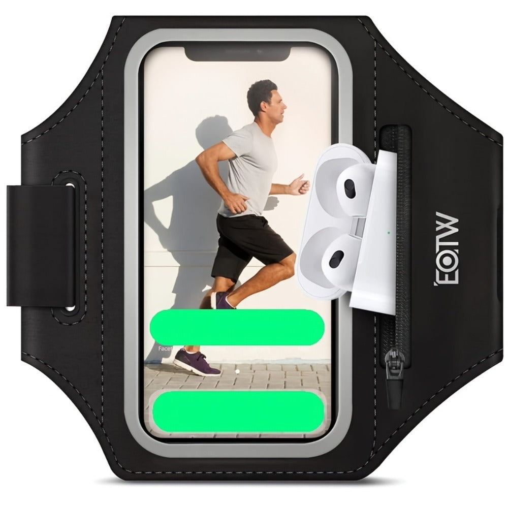 Running Armband Phone Case Sweatproof with Touch Screen Face ID Access & Storage Pocket for an Everyday Personal Care Routine