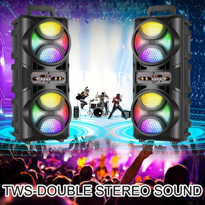 Portable PA Speaker Dual 6.5-Inch RGB Karaoke System with TWS, USB, AUX, FM and Remote Control