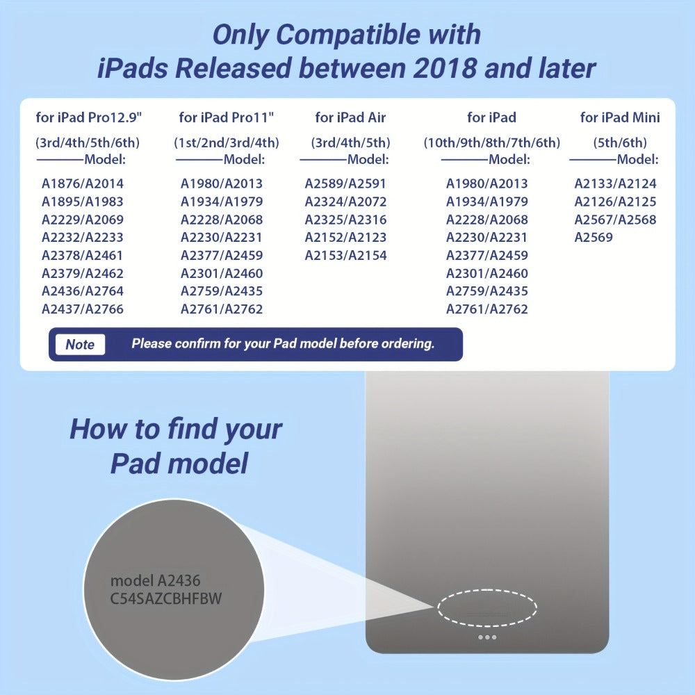 iPad Pencil 2nd Generation Magnetic Wireless Charging, Compatible with iPad Pro 11"/12.9", Air 3/4/5