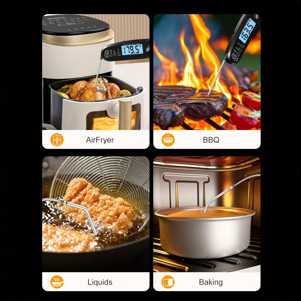 Instant Read Meat Thermometer with Dual Probes Backlit LCD Digital Cooking Thermometer for Grilling, Camping and Outdoor Meals