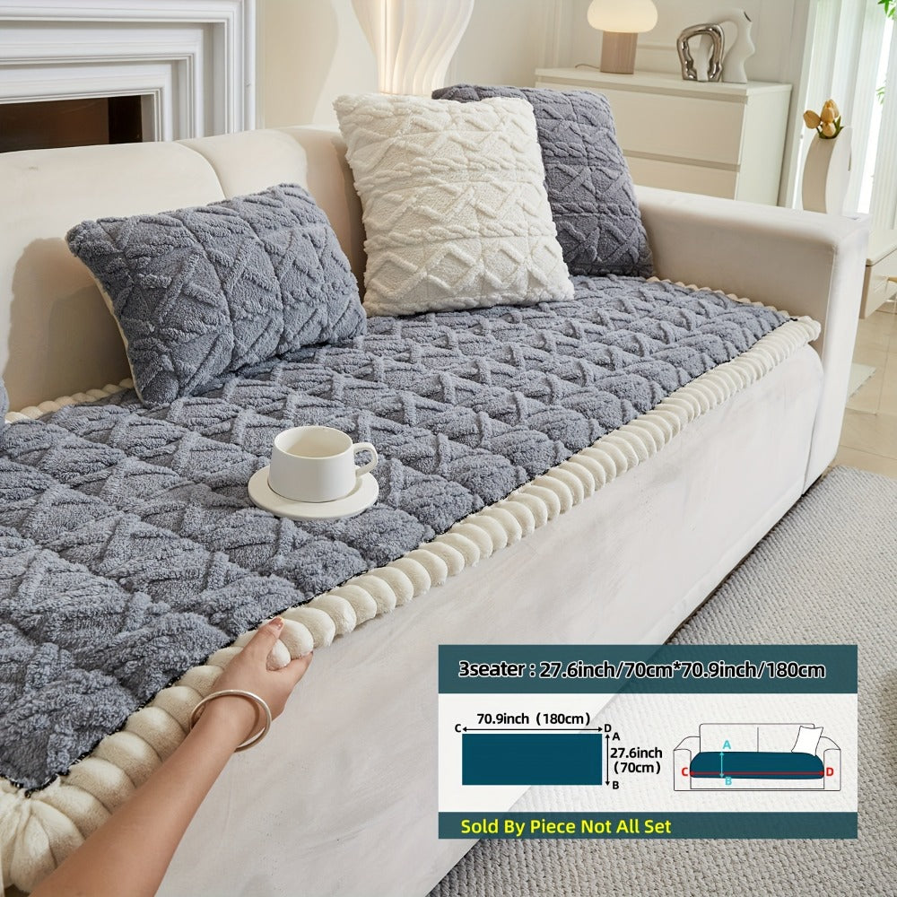 Sofa Cover Bohemian Quilted Shu Velveteen Panels with Ruffles and Design in Five Colors with Model-Specific Size and Color Options