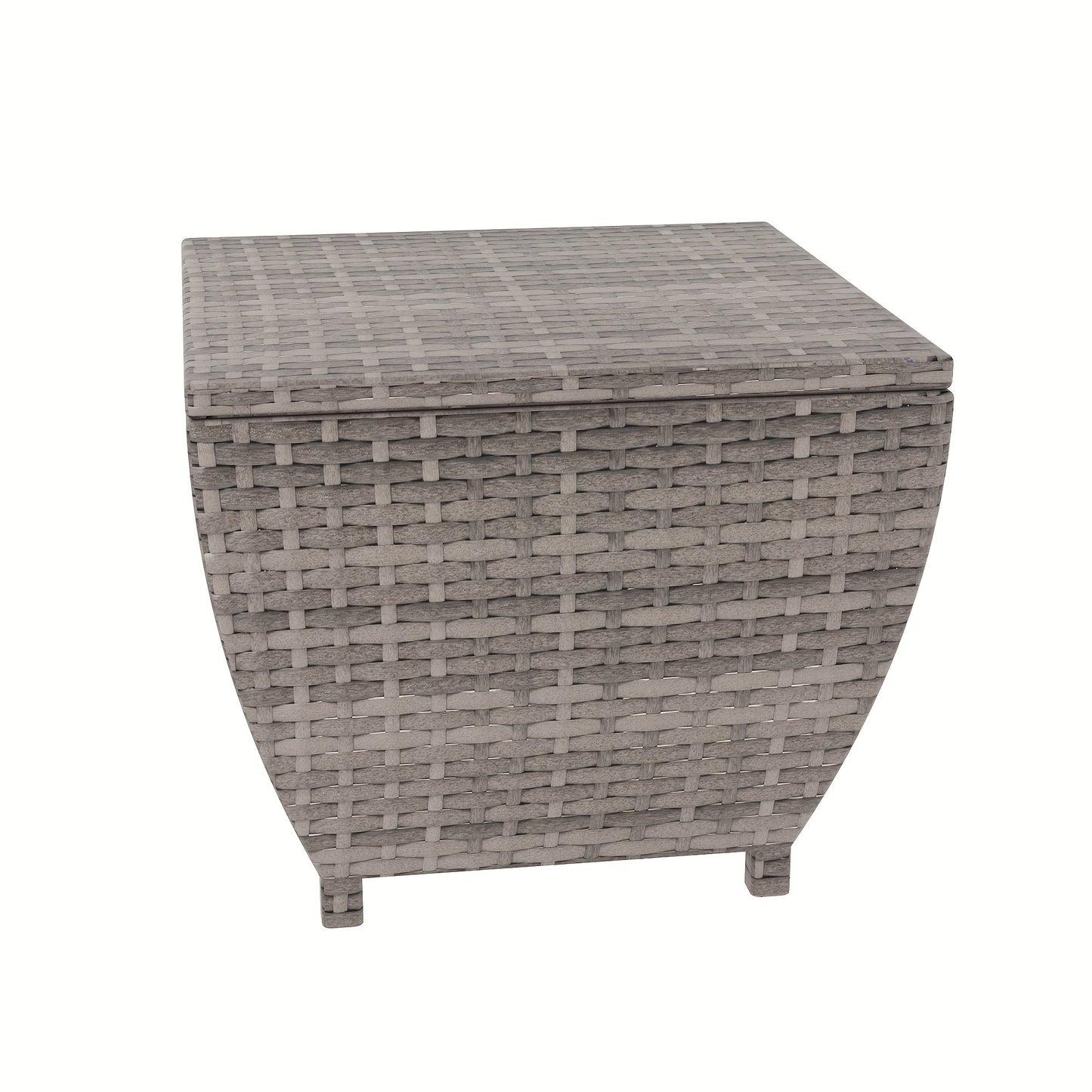 PE Wicker-Look Outdoor Storage Side Table with Flip-Top Lid and Brown, Gray or Black Options